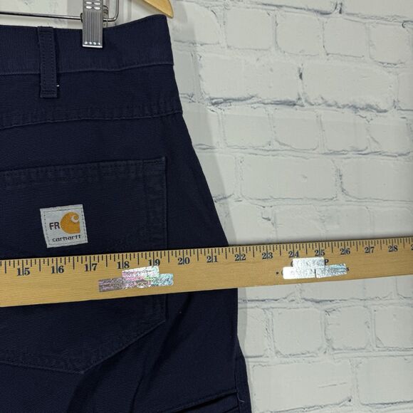 Carhartt Flame Resistant Jeans Men 34X32 Navy Blue Loose Fit Denim Carpenter - Picture 11 of 16